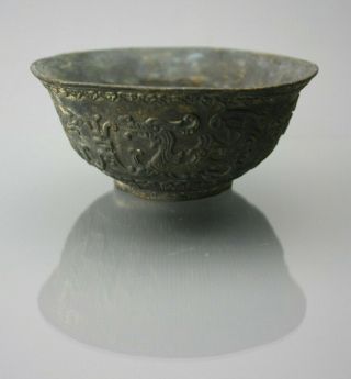 Chinese Bronze Ming Dynasty Dragon Bowl Cup 15th C Xuande Mark And Period 3