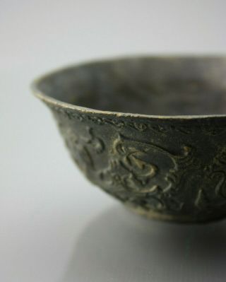 Chinese Bronze Ming Dynasty Dragon Bowl Cup 15th C Xuande Mark And Period 5