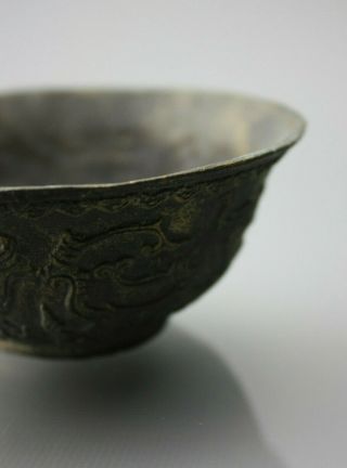 Chinese Bronze Ming Dynasty Dragon Bowl Cup 15th C Xuande Mark And Period 6