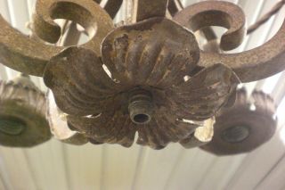 VINTAGE WROUGHT IRON CHANDELIER GOTHIC CEILING LIGHT FIXTURE VICTORIAN SCARY OLD 3