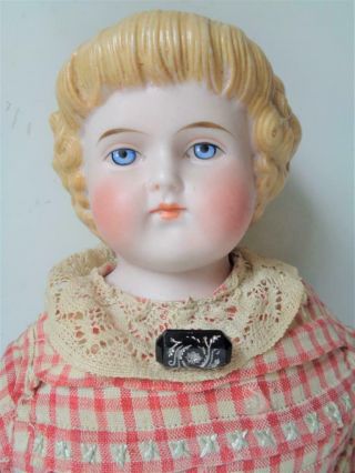 Antique 1800s Highland Mary Parian China Head Doll 17 " Kid Leather Hands & Boots
