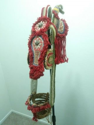 Rare Antique Native American Horse Tack Bridle Brow Band Mask