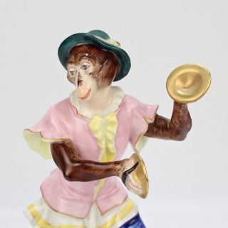 Vintage Aelteste Volkstedt German Porcelain Monkey Band Figurine - Tambourine PC 7