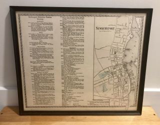Antique Newburyport Business Directory Essex County Mass.  1872 Detailed Old Map
