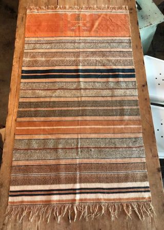Vintage Antique Textile Woven Rug Stripe Design 42.  5” X 24” Origin Unknown