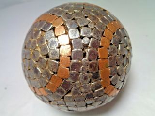 Rare Antique Wood & Nail Bocce Pentanque Ball w/ Unique Circle designs 1800 ' s 4