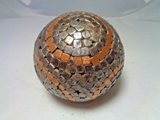 Rare Antique Wood & Nail Bocce Pentanque Ball w/ Unique Circle designs 1800 ' s 7