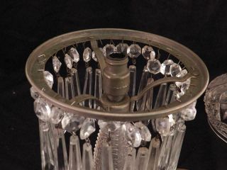 Antique American Brilliant Cut Glass Mushroom Table Lamp 30 Crystal Prisms VGC 10