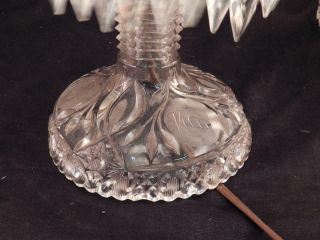 Antique American Brilliant Cut Glass Mushroom Table Lamp 30 Crystal Prisms VGC 11