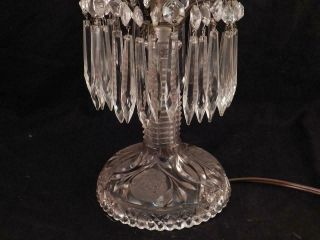 Antique American Brilliant Cut Glass Mushroom Table Lamp 30 Crystal Prisms VGC 8