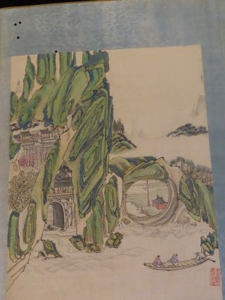 ANTIQUE CHINESE PAINTINGS IN ALBUM BOOK FINE ASIAN PAINTING ' S w/ CHOP MARK 10