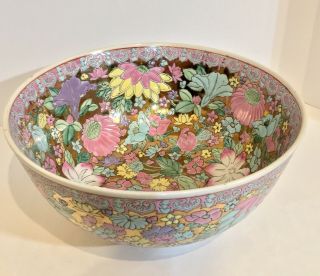 A Large 18th 19th C.  Antique Chinese One Hundred Flowers Export Porcelain Bowl