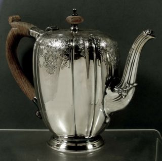 English Sterling Coffee Pot C.  J.  Vander - Queen Anne Manner