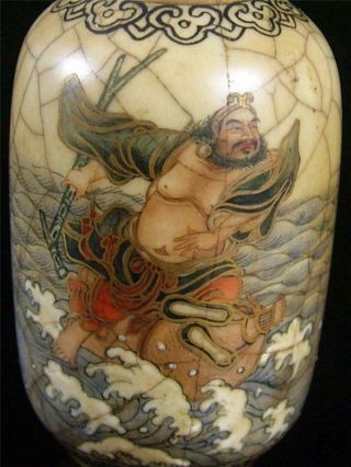 Fine Old Chinese Famille Rose Porcelain Snuff Bottle one of the Eight Immortals 7