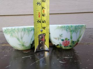 Estate Old House Chinese Yongzhen Enamel Glazed 2 Cups it Marked Asian China 11