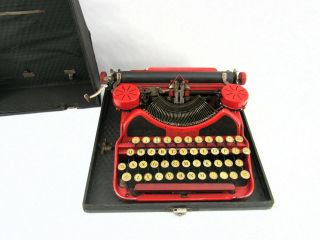 Antique Smith Corona Model 4 Red Antique Typewriter With Case - Parts