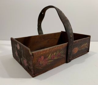 Antique American Primitive Make Do Painted Berry Basket