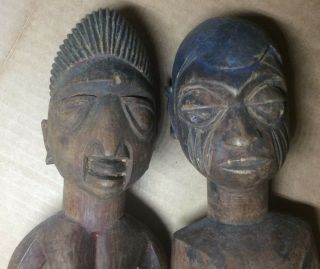 Antique Yoruba Ibeji Male and Female African Sculpture Wooden Statues 12