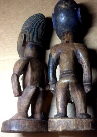 Antique Yoruba Ibeji Male and Female African Sculpture Wooden Statues 5