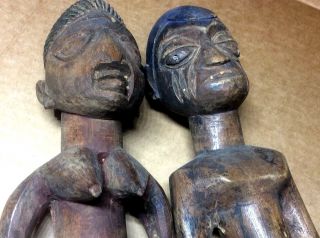 Antique Yoruba Ibeji Male and Female African Sculpture Wooden Statues 7