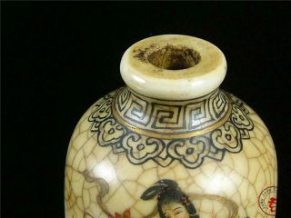 Fine Old Chinese Famille Rose Porcelain Snuff Bottle one of the Eight Immortals 6