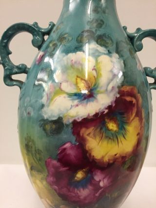 Antique German Porcelain Royal Bonn Two Handled Floral Vase,  Circa 1900 2