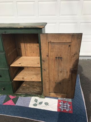 Antique Primitive Pie Safe w/4 Drawers & Lock & Key 4