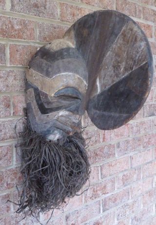 Extraordinary Songye Kifwebe African Mask - Male With Huge Crest Ancient Aliens