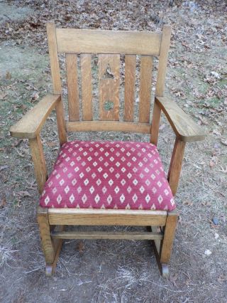 Antique Mission Oak Rocking Chair Arts & Crafts Craftsman Rocker 11