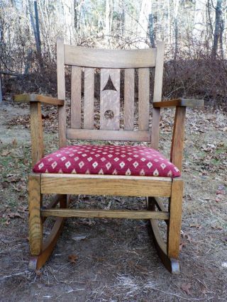 Antique Mission Oak Rocking Chair Arts & Crafts Craftsman Rocker