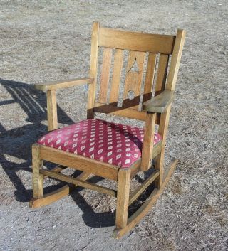 Antique Mission Oak Rocking Chair Arts & Crafts Craftsman Rocker 2