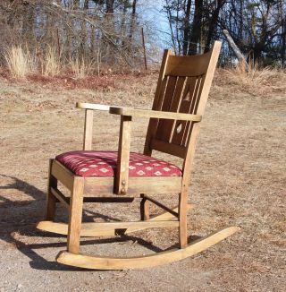 Antique Mission Oak Rocking Chair Arts & Crafts Craftsman Rocker 3