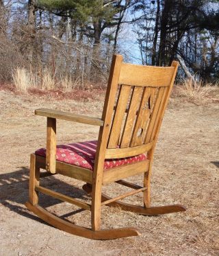 Antique Mission Oak Rocking Chair Arts & Crafts Craftsman Rocker 4