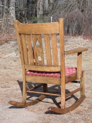 Antique Mission Oak Rocking Chair Arts & Crafts Craftsman Rocker 6