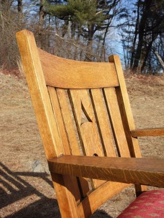 Antique Mission Oak Rocking Chair Arts & Crafts Craftsman Rocker 9