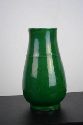 Antique Chinese Apple Green Glazed Hu Form Vase