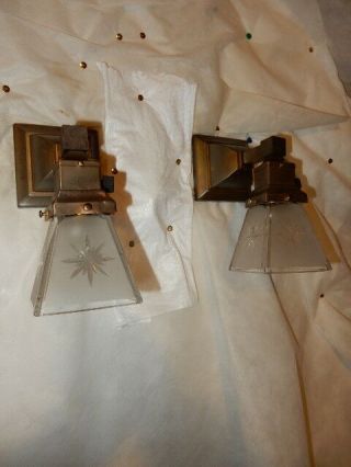 Simple Mission Style Arts And Crafts Sconces W/ Star Cut Shade