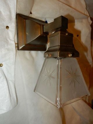 Simple Mission Style Arts and Crafts Sconces w/ Star Cut Shade 3