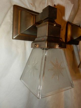 Simple Mission Style Arts and Crafts Sconces w/ Star Cut Shade 4