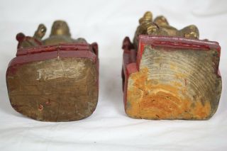 Antique Chinese Carved Wooden Burial Temple Figures with Stand Gilded 10