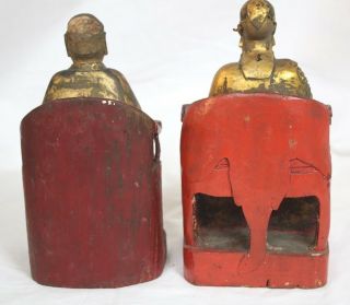 Antique Chinese Carved Wooden Burial Temple Figures with Stand Gilded 6