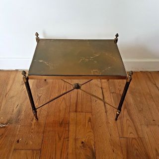 3 brass Hollywood style Maison Jansen/Bagues style nesting tables 4