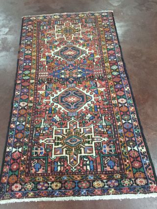 On Semi Antique Hand Knotted Persian Geometric Rug Carpet Runner,  3 