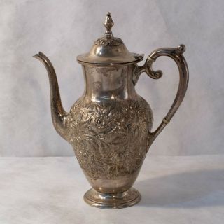 S.  Kirk & Sons Coffee Pot,  Repousse Sterling Silver.