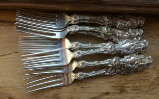 10 Lily Whiting Lunch Forks Sterling Pat 1902