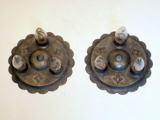 PAIR Vintage Arts Crafts Gothic Revival Low Flush Mount Ceiling Fixtures REWIRED 10