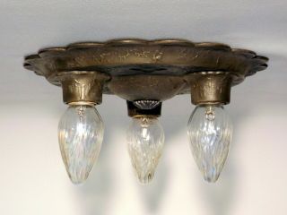 PAIR Vintage Arts Crafts Gothic Revival Low Flush Mount Ceiling Fixtures REWIRED 3