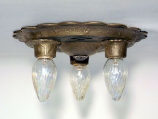 PAIR Vintage Arts Crafts Gothic Revival Low Flush Mount Ceiling Fixtures REWIRED 9