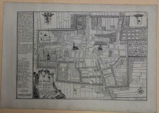 The Hague Netherlands 1705 De Fer Unusual Antique Copper Engraved City Map