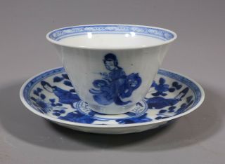 Fine Rare Antique 18th C.  Kangxi? Chinese Tea Bowl & Saucer With Duveen Wax Seal